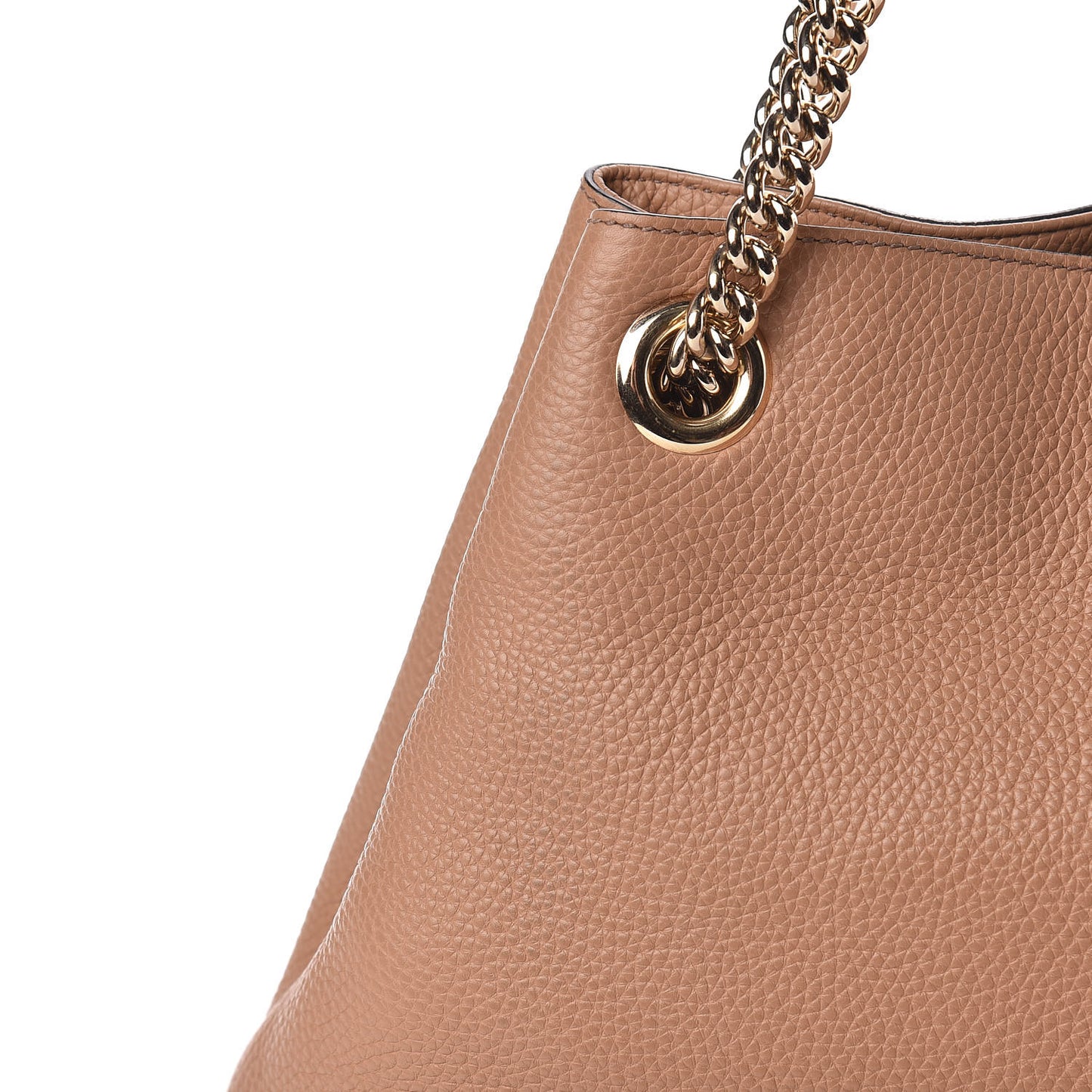 Pebbled Calfskin Medium Soho Chain Shoulder Bag Camelia