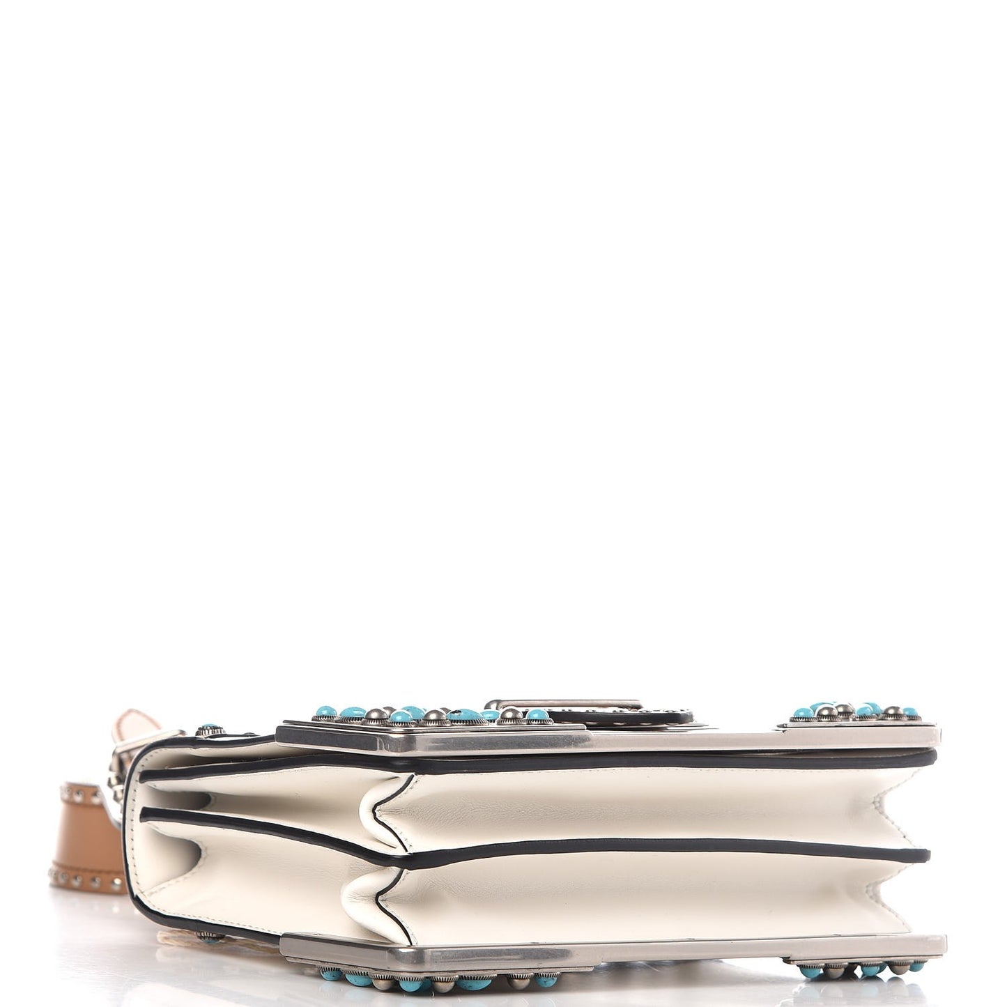 City Calf Studded Folk Cahier Bag White Caramel