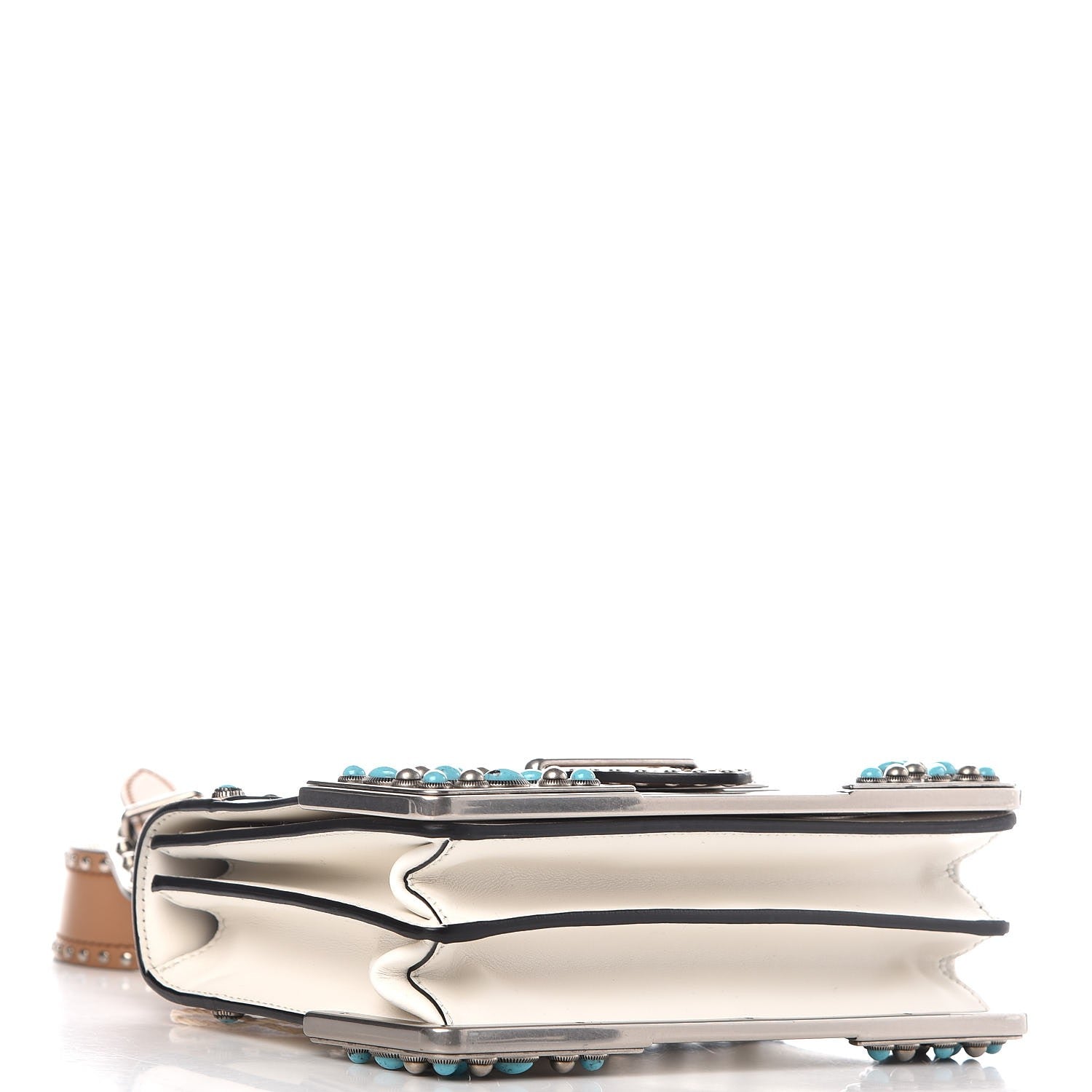 Prada City Calf Studded Folk Cahier Bag White Caramel 4 of 8