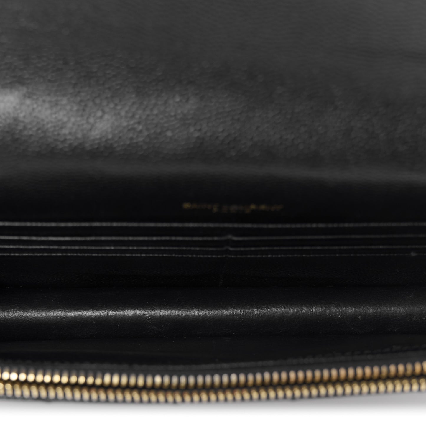 Grain De Poudre Matelasse Chevron Monogram Envelope Chain Wallet Black