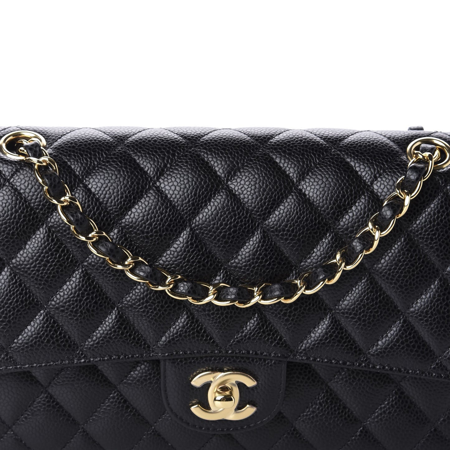 Caviar Quilted Medium Double Flap Black