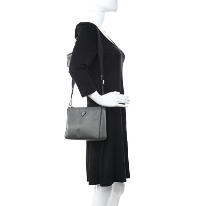 Prada Re-Nylon Saffiano Pocket Zippered Shoulder Bag Ardesia Black 2 of 10