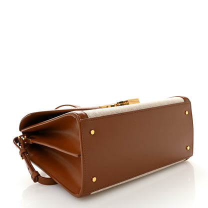 Saint Laurent Canvas Calfskin Medium Classic Monogram Cassandra Top Handle Tan Natural 4 of 10