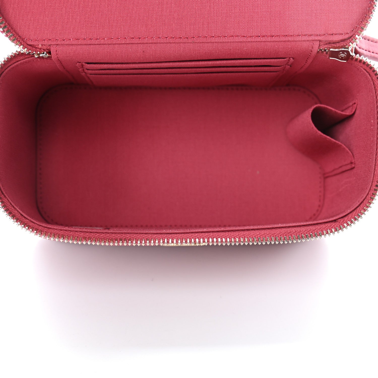 Chanel Lambskin Quilted Small Top Handle Vanity Case With Chain Dark Pink 4 of 4
