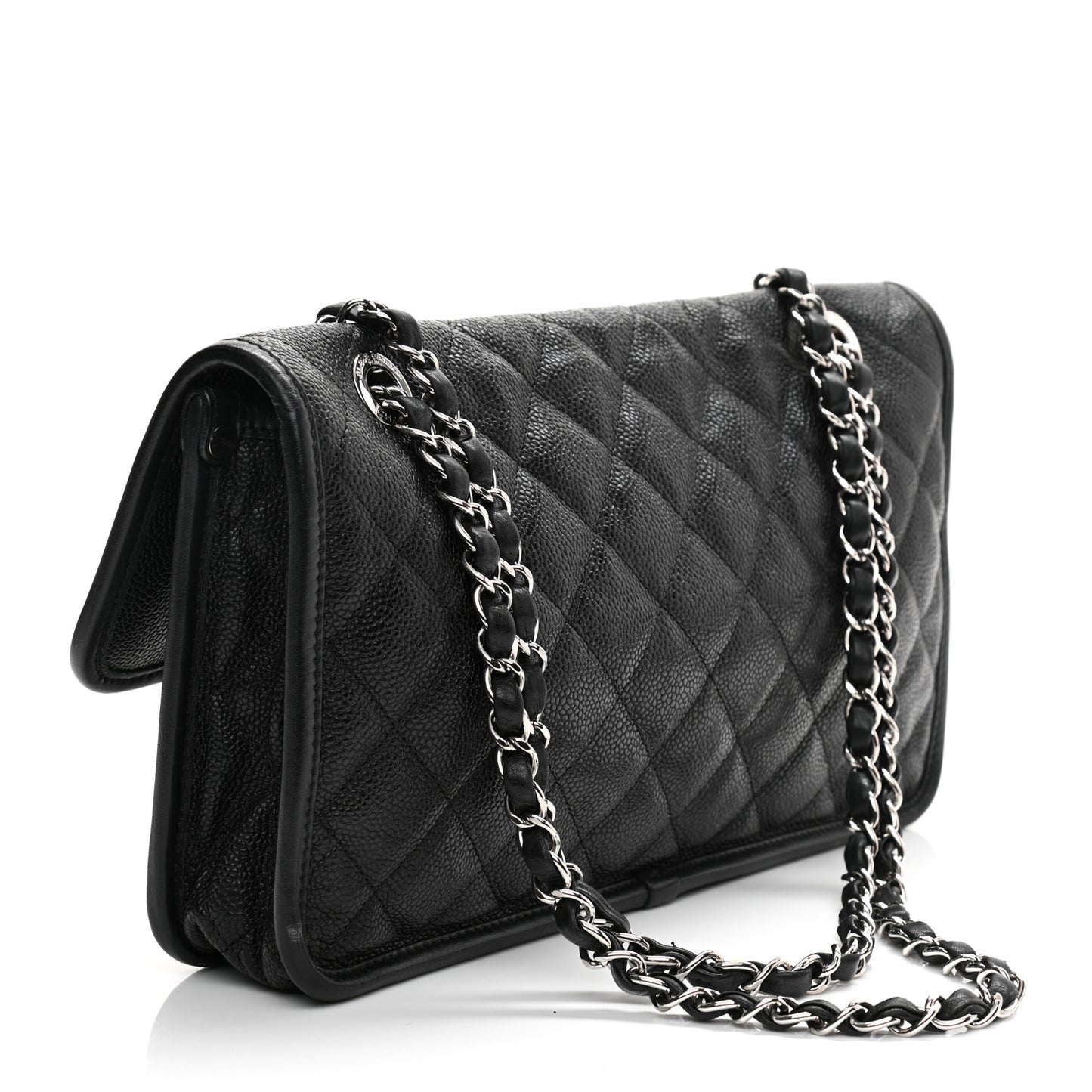 Caviar Quilted Medium French Riviera Flap Black