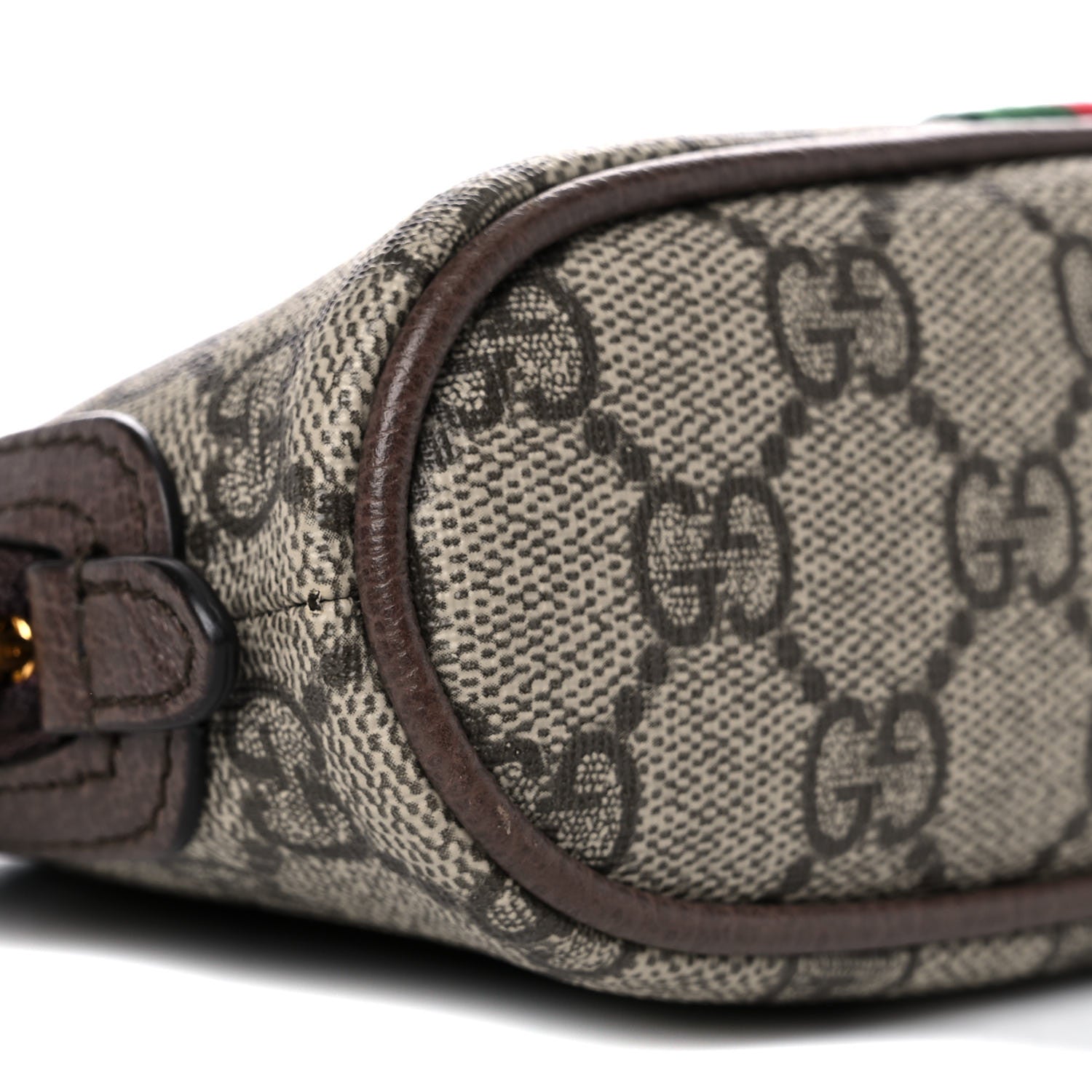 Gucci GG Supreme Monogram Textured Calfskin Web Medium Ophidia Cosmetic Case Beige Ebony New Acero 8 of 10