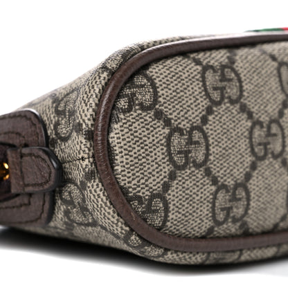 Gucci GG Supreme Monogram Textured Calfskin Web Medium Ophidia Cosmetic Case Beige Ebony New Acero 8 of 10