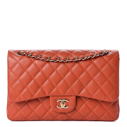 Chanel Caviar Quilted Jumbo Double Flap Orange 1 of 11