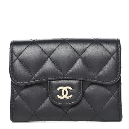 Chanel Lambskin Quilted Flap Card Holder Wallet Black 1 of 10