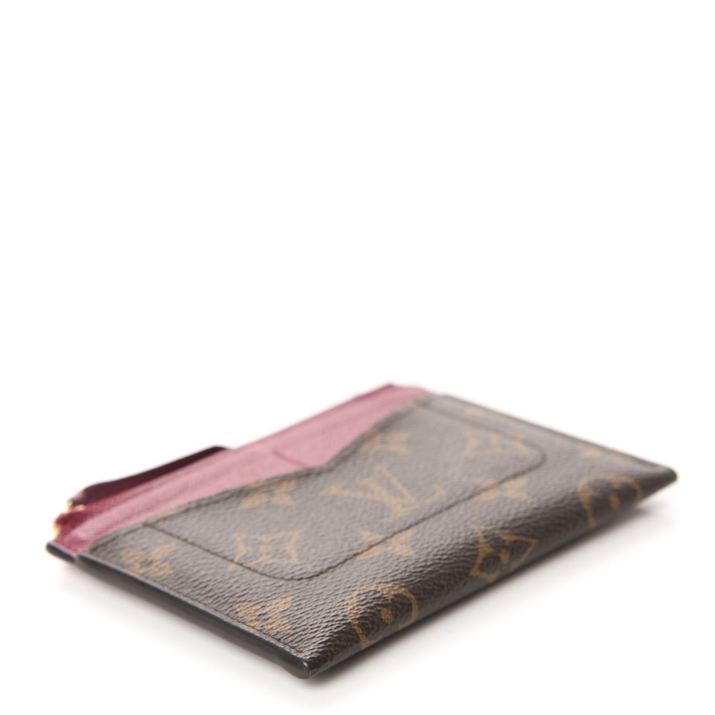 Monogram Zipped Card Holder Fuchsia