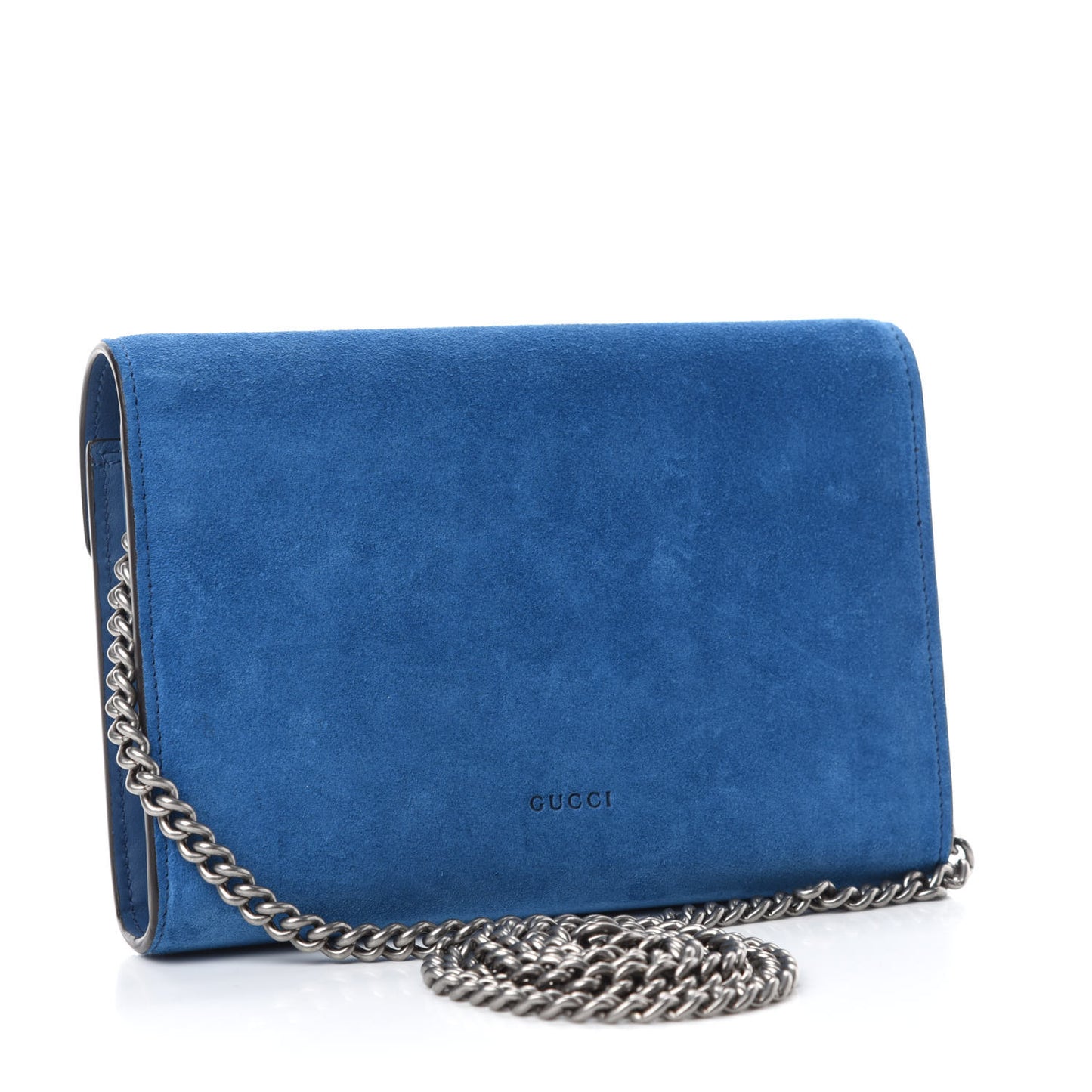 Suede Mini Dionysus Chain Wallet Blue