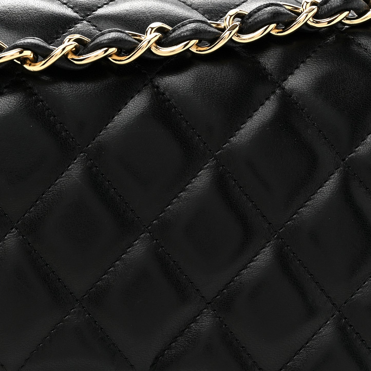 Lambskin Quilted Jumbo Double Flap Black