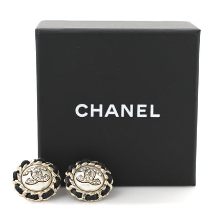 Chanel Pearl Crystal Lambskin CC Earrings Gold Black 5 of 5
