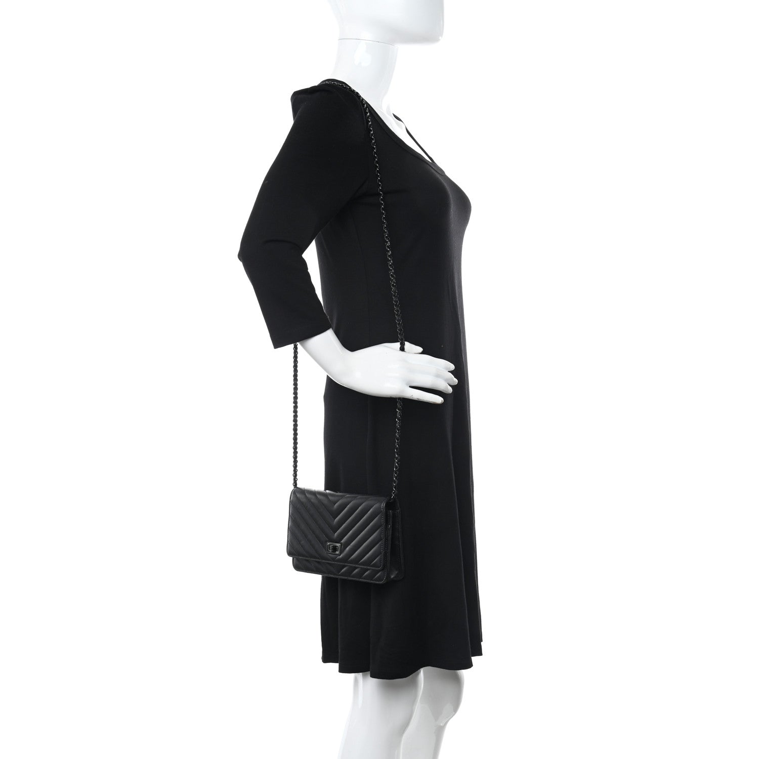 Chanel Chevron Reissue Wallet On Chain WOC So Black 2 of 12