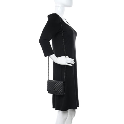 Chanel Chevron Reissue Wallet On Chain WOC So Black 2 of 12