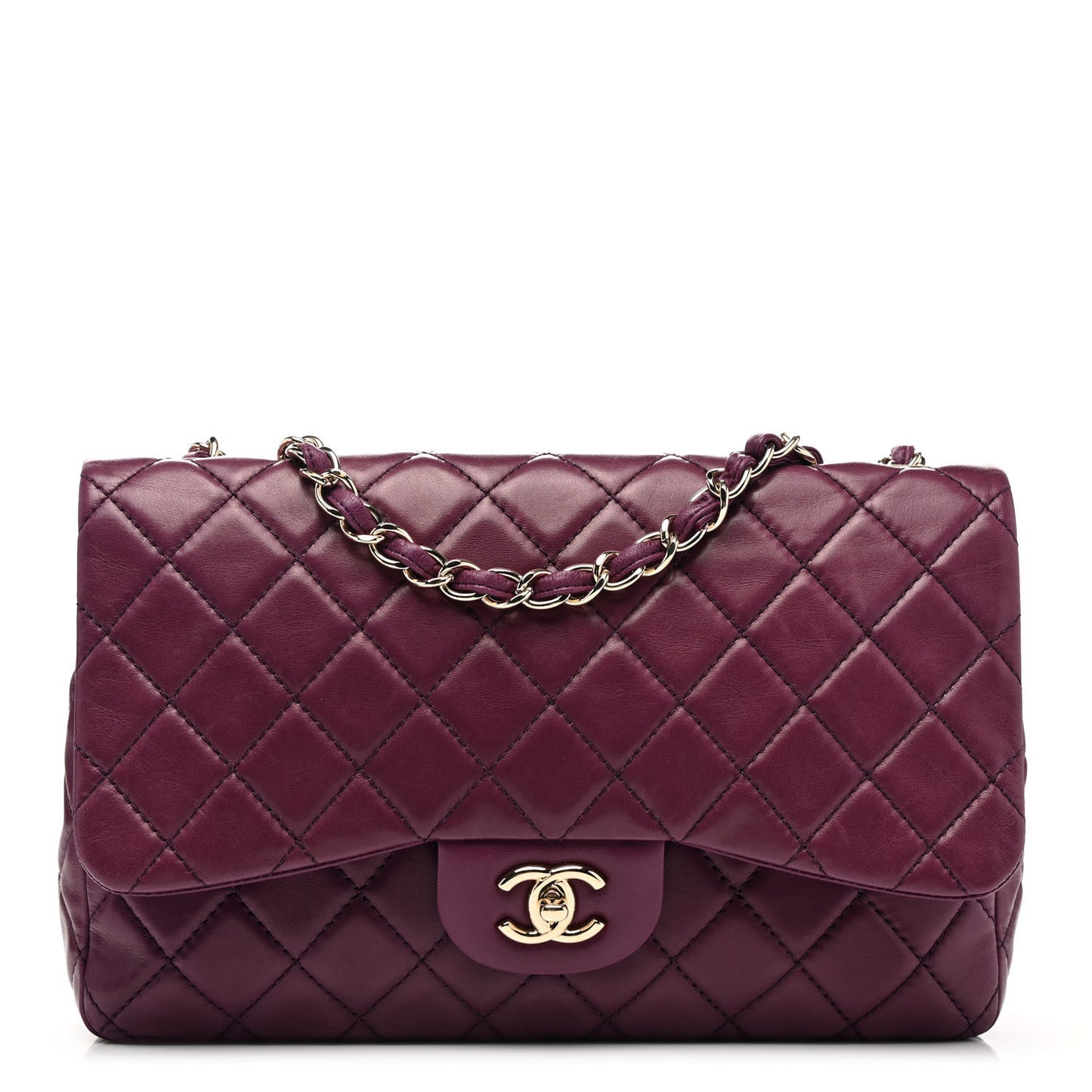 Lambskin Quilted Jumbo Single Flap Purple