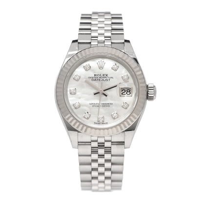 Rolex Stainless Steel 18K White Gold Diamond Mother of Pearl 28mm Oyster Perpetual Datejust Watch 279174 1 of 6