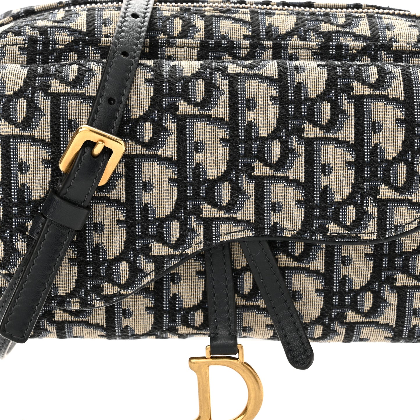 Oblique Double Saddle Pouch  Navy Blue