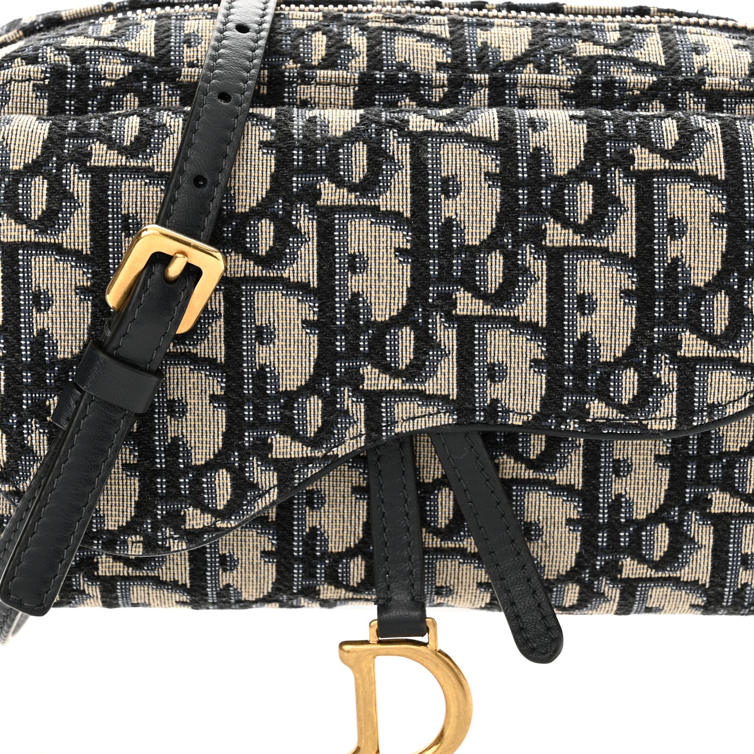 Christian Dior Oblique Double Saddle Pouch  Navy Blue 7 of 9