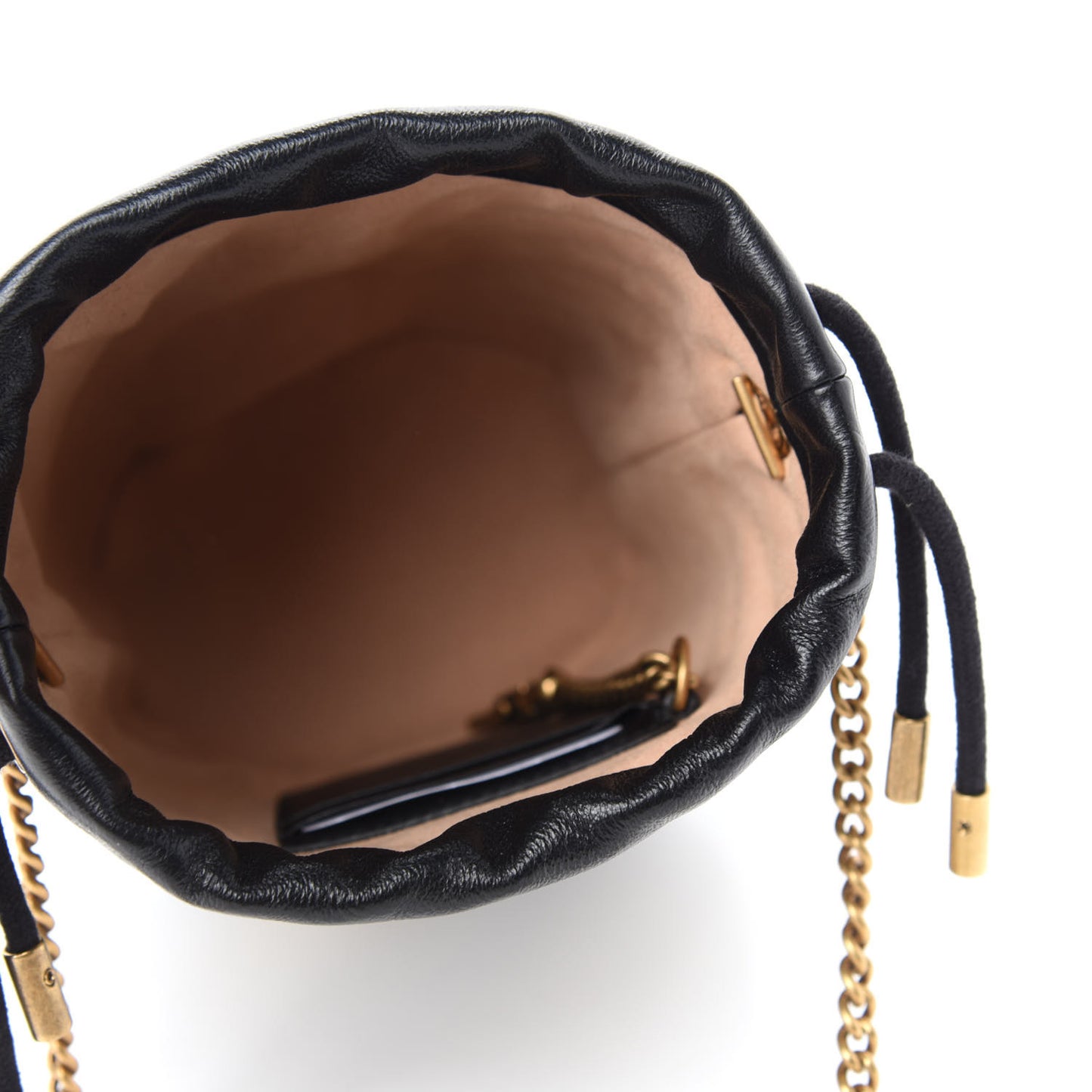 Azalea Calfskin Matelasse Diagonal Patchwork Mini Torchon GG Marmont 2.0 Bucket Bag Black Beige Romantic Cerise