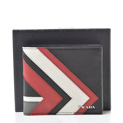 Prada Saffiano Surf Colorblock Bi-Fold Wallet Black Talco Fuoco 8 of 8