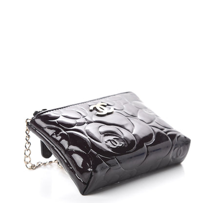 Chanel Patent Camellia Embossed Key Holder Case Black 3 of 5