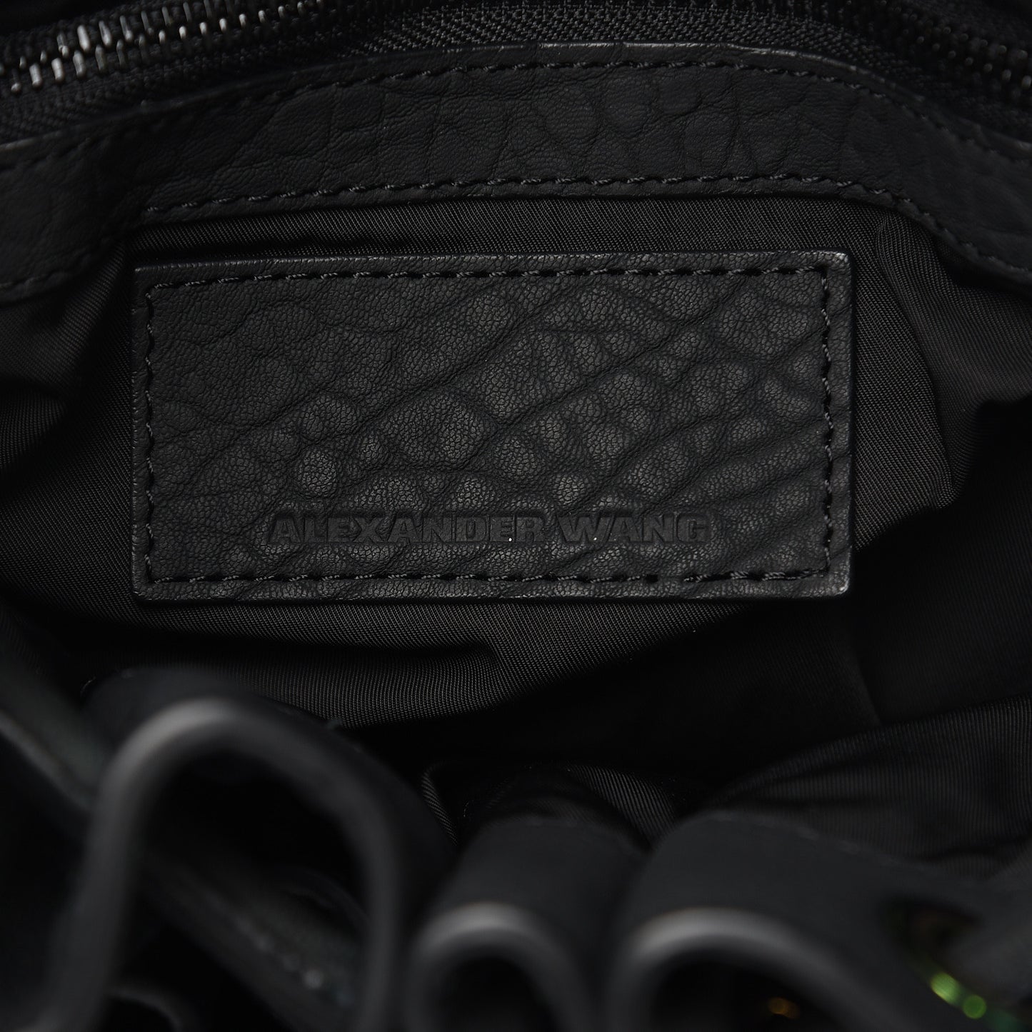 Pebbled Lambskin Diego Bucket Black Iridescent Hardware