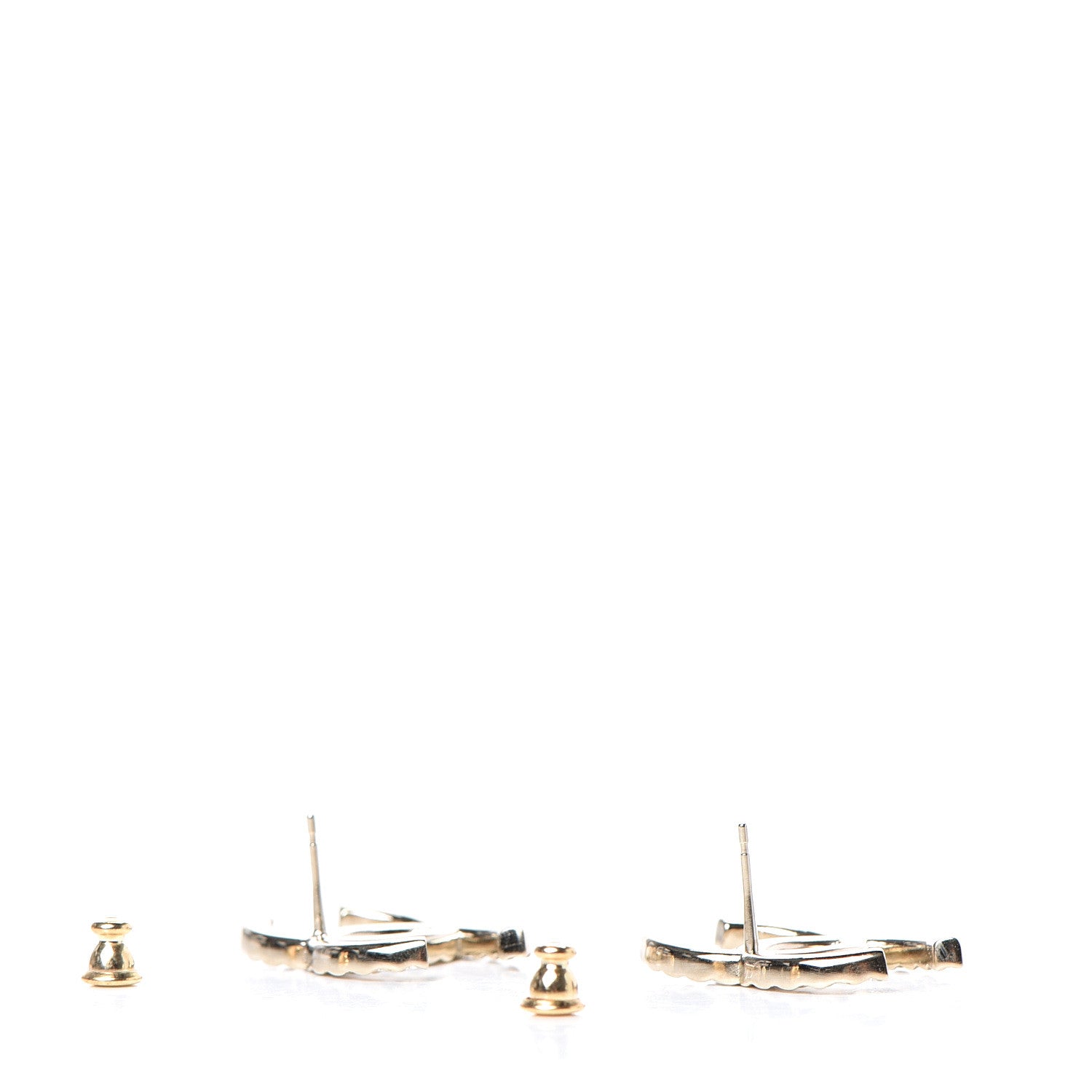 Chanel Crystal CC Large Stud Earrings Gold 3 of 5