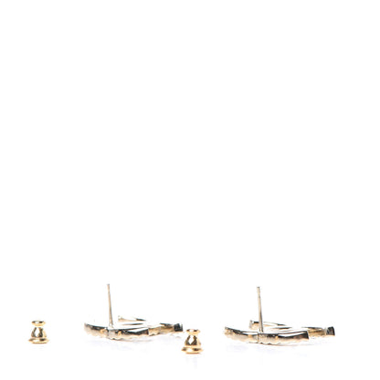 Chanel Crystal CC Large Stud Earrings Gold 3 of 5
