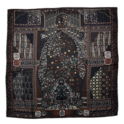 Hermes Silk Twill Tapis Persans Scarf 140 Bronze Black Kaki 1 of 6