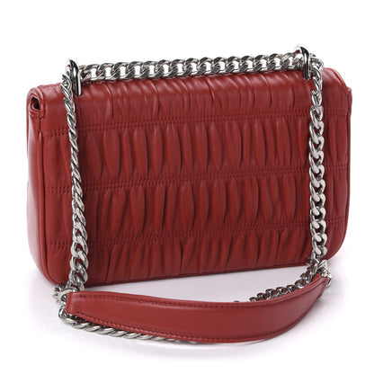 Prada Nappa Gaufre Small Chain Flap Shoulder Bag Fuoco 4 of 10