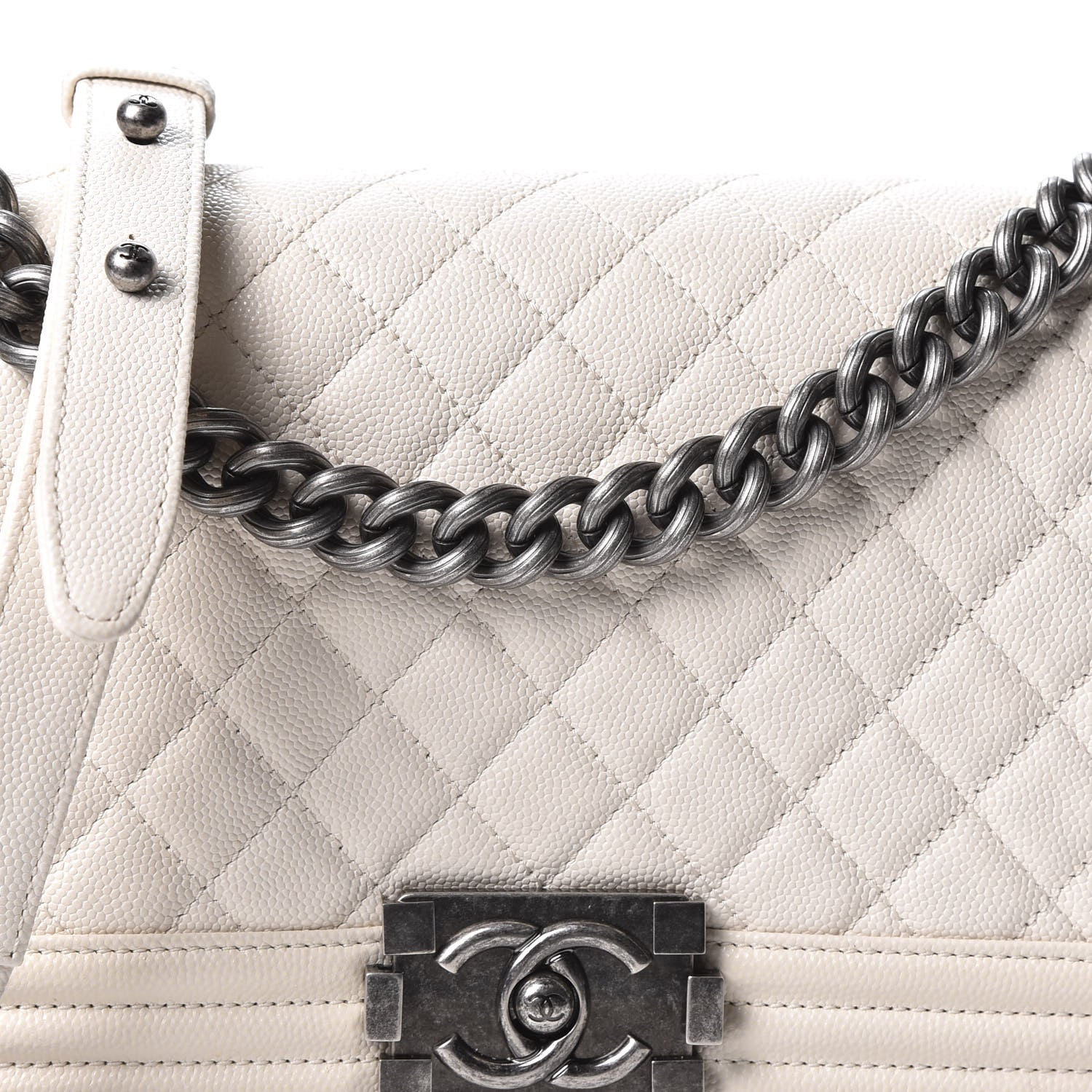 Chanel Caviar Quilted Medium Boy Flap Ivory 9 of 10