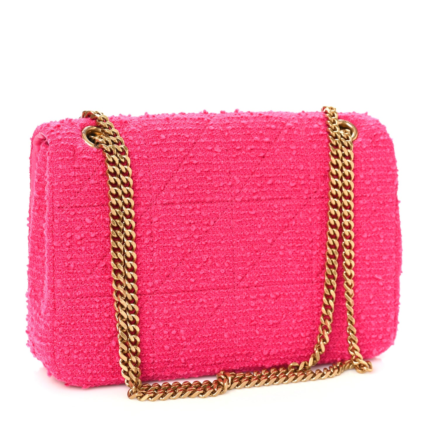 Boucle Tweed Patchwork Monogram Medium Jamie Baguette Magenta