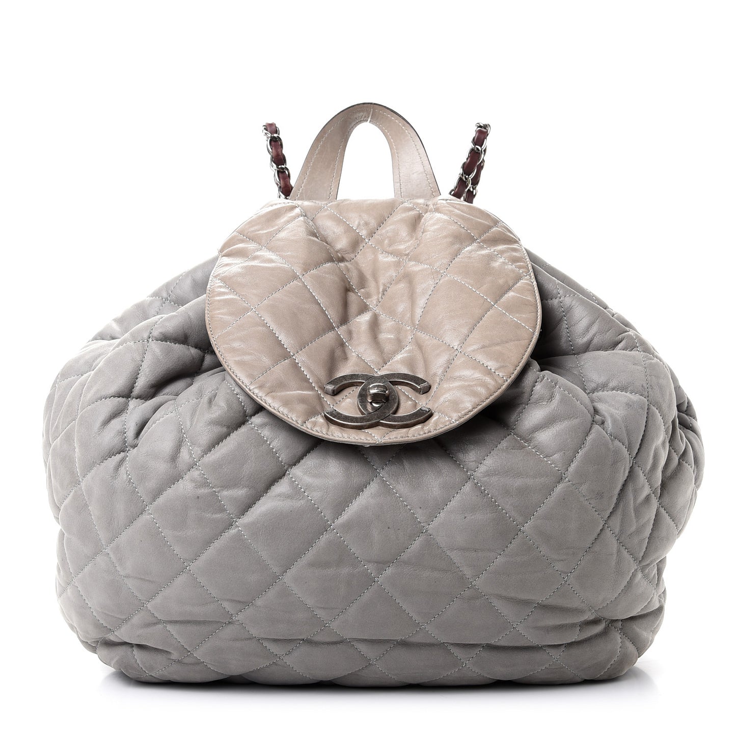 Iridescent Calfskin Quilted In The Mix Backpack Grey