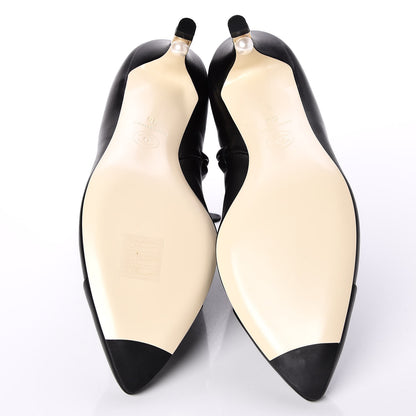 Chanel Calfskin Cap Toe Pearl Ankle Boots 35 Black 5 of 9