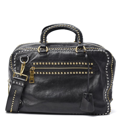 Prada Glace Calfskin Studded Tote Black 1 of 9