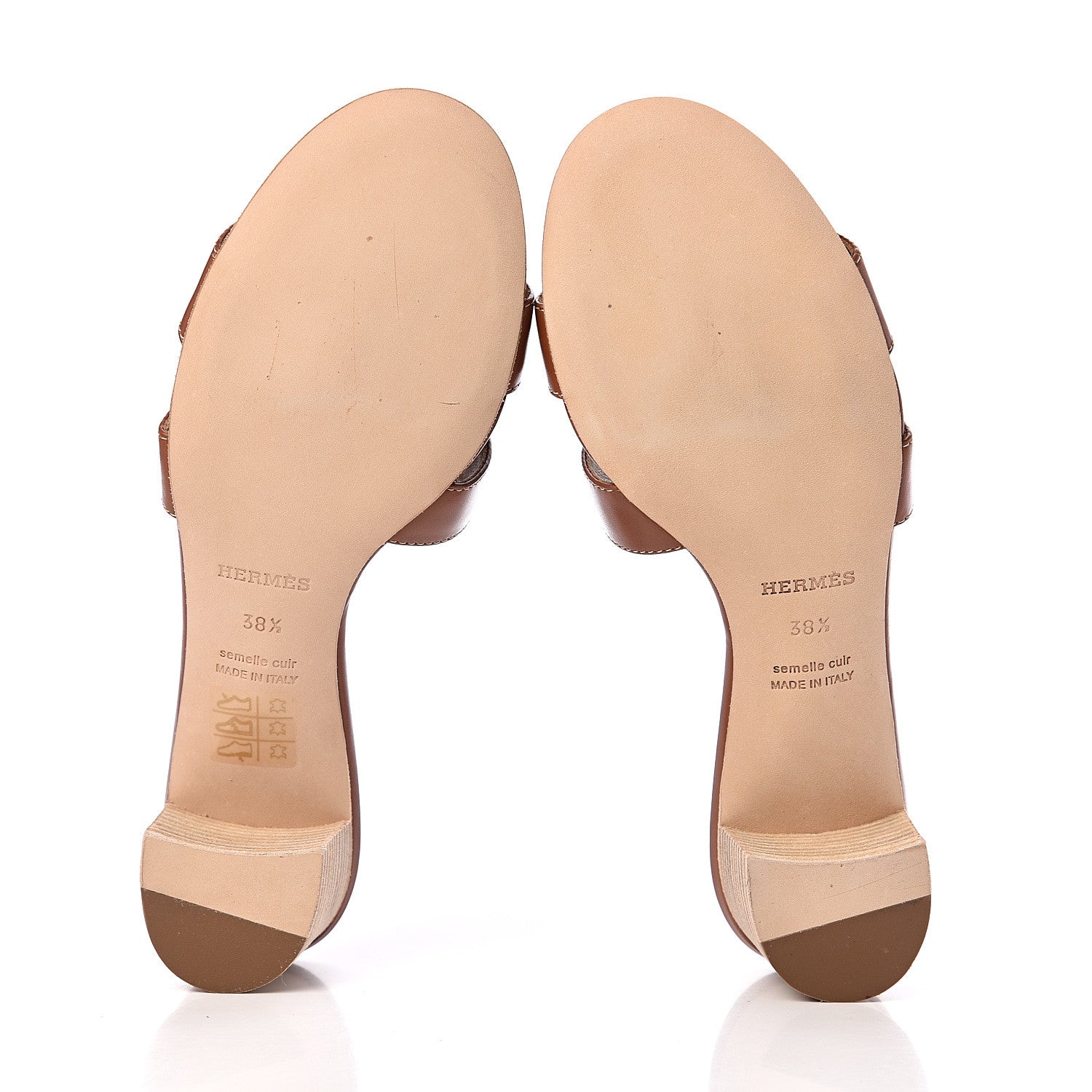 Hermes Calfskin Oasis Sandals 38.5 Gold 6 of 12