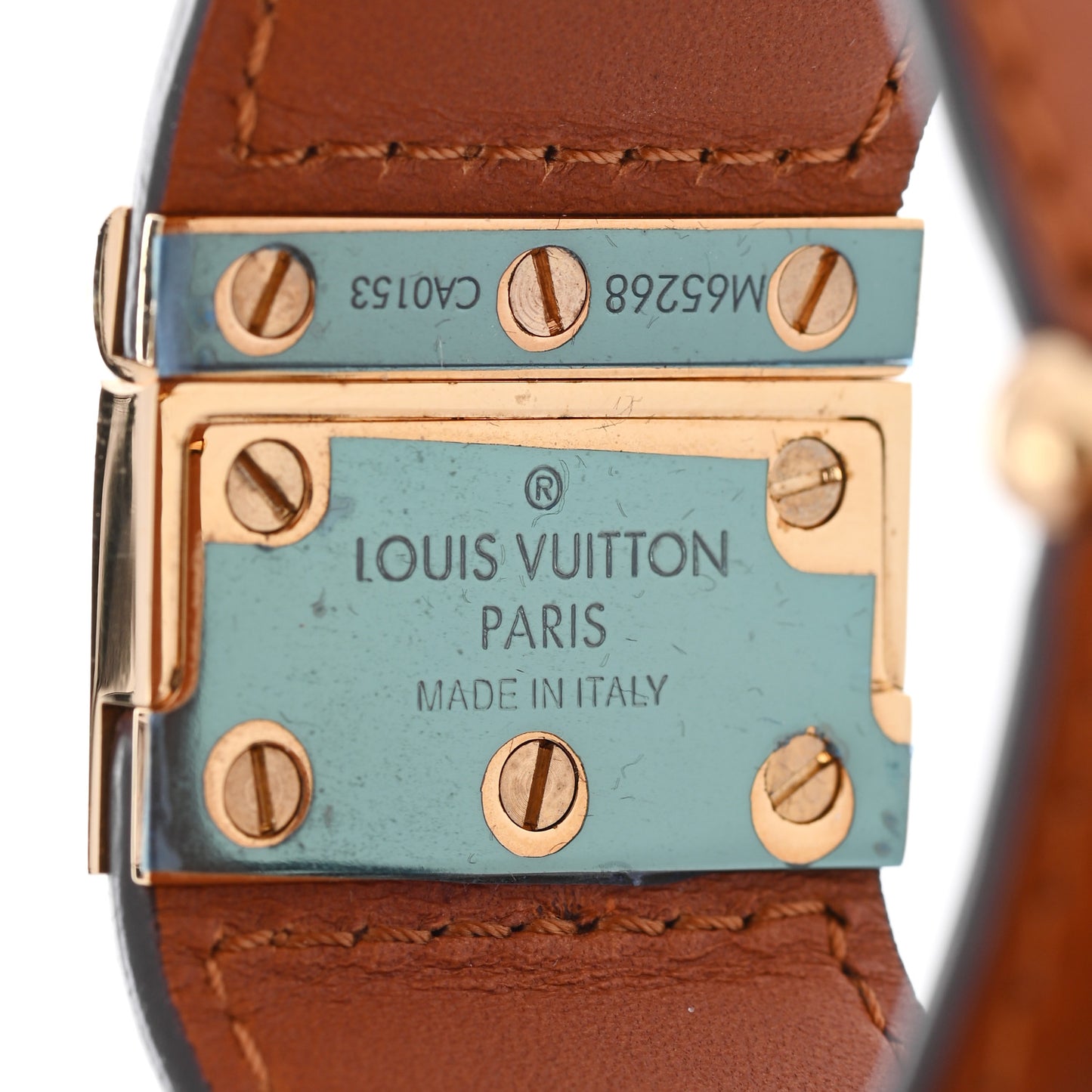 Calfskin Resin Lock Me Manchette Chain Cuff Gold Tortoise