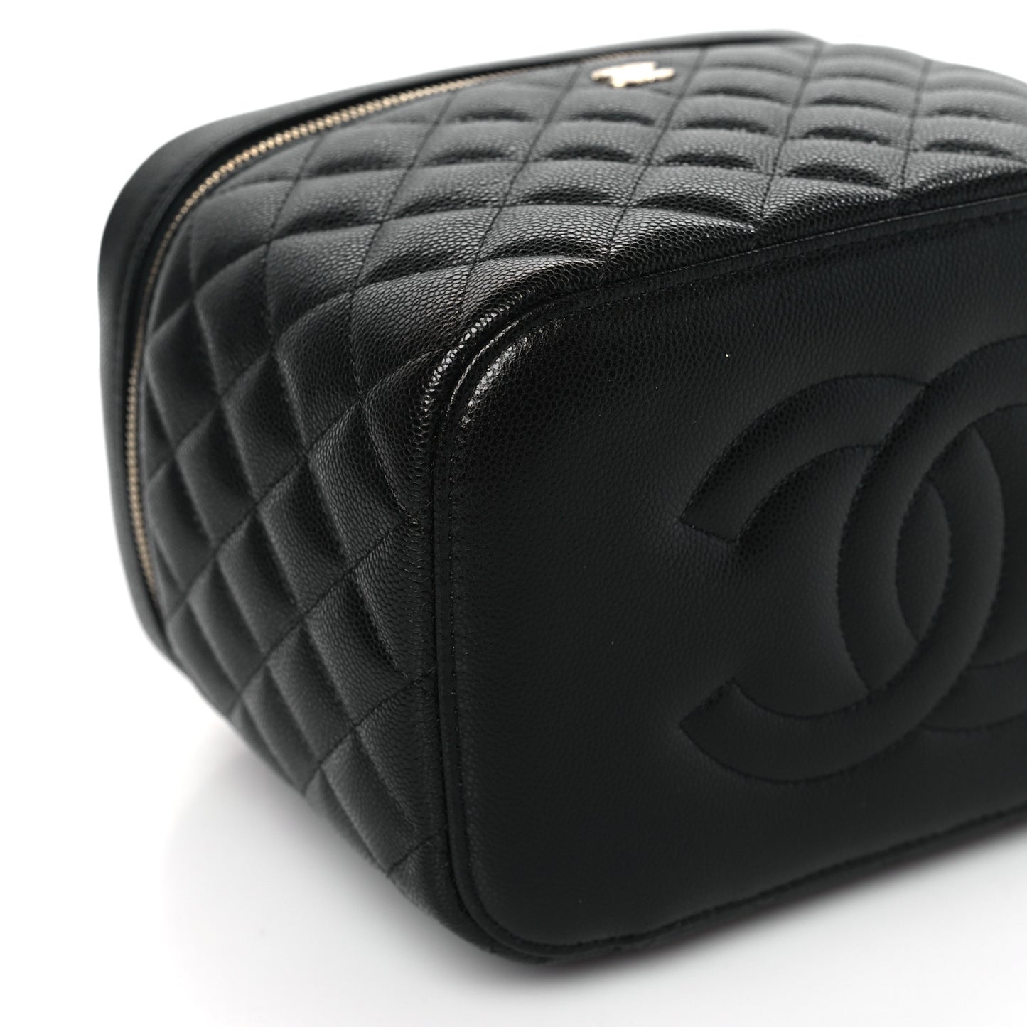 Caviar Quilted Large Vanity Pouch Black