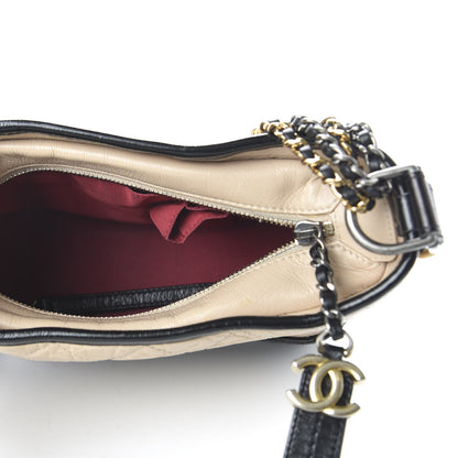 Chanel Aged Calfskin Quilted Small Gabrielle Hobo Beige Black 5 of 10