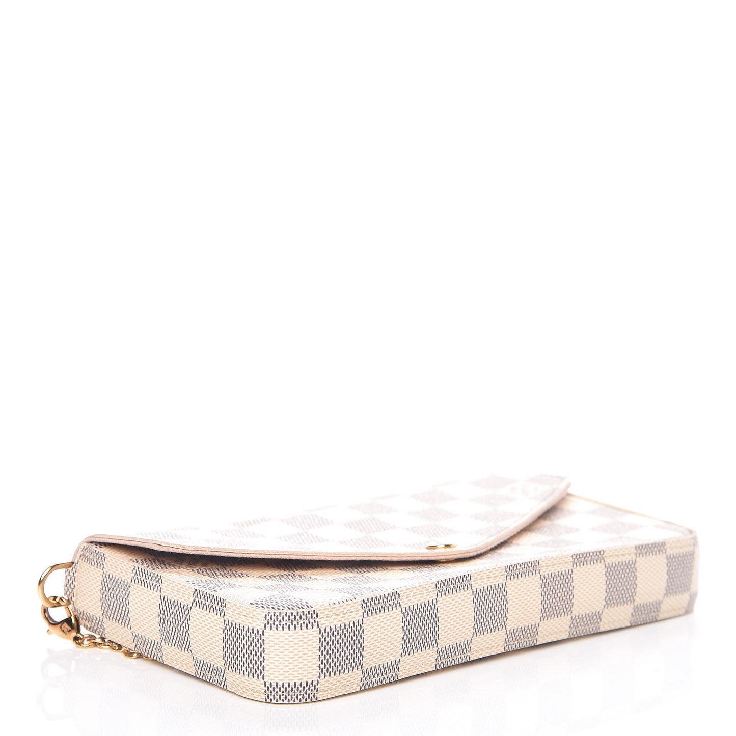Damier Azur Pochette Felicie Chain Wallet Rose Ballerine
