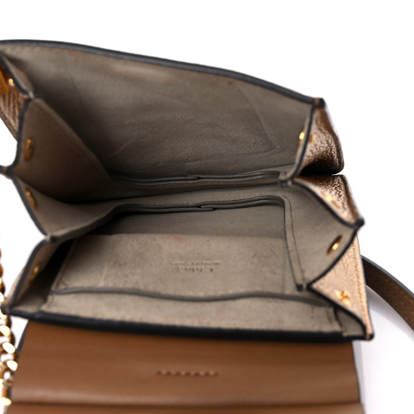 Metallic Calfskin Mini Faye Bracelet Bag Gold