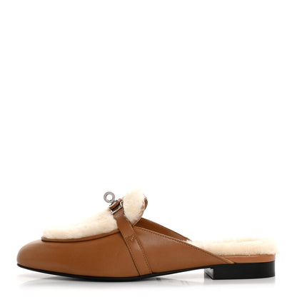 Hermes Goatskin Shearling Womens Oz Mules 38 Naturel Ecru 1 of 10