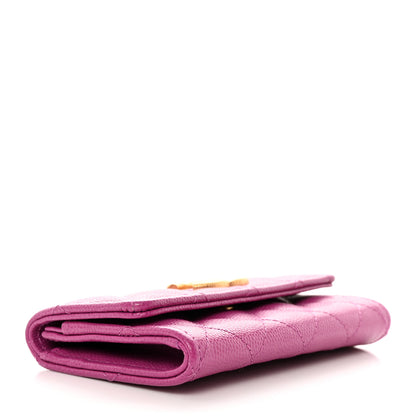 Chanel Caviar Quilted Textured CC Flap Card Holder Purple 4 of 9
