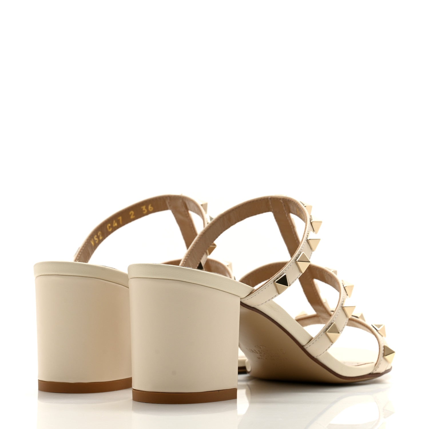 Valentino Garavani Calfskin Rockstud 60mm Caged Slide Sandals 36 Optic White 4 of 11