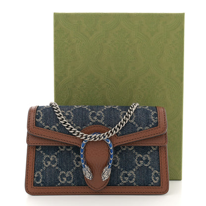 Gucci New Denim GG Monogram Dollar Calfskin Enamel Super Mini Dionysus Shoulder Bag Blue Tea Cuir Epilog Electric Blue 10 of 10