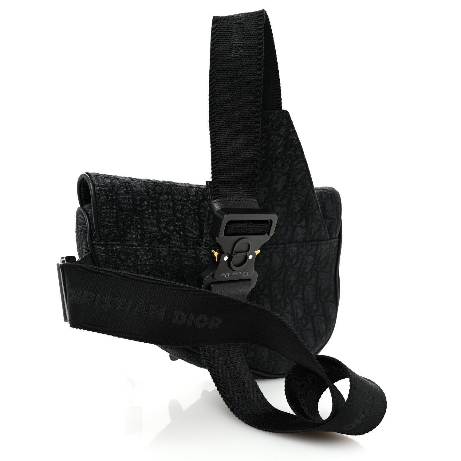 Christian Dior Oblique Mens Saddle Bag Black Blue 3 of 9