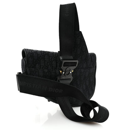 Christian Dior Oblique Mens Saddle Bag Black Blue 3 of 9