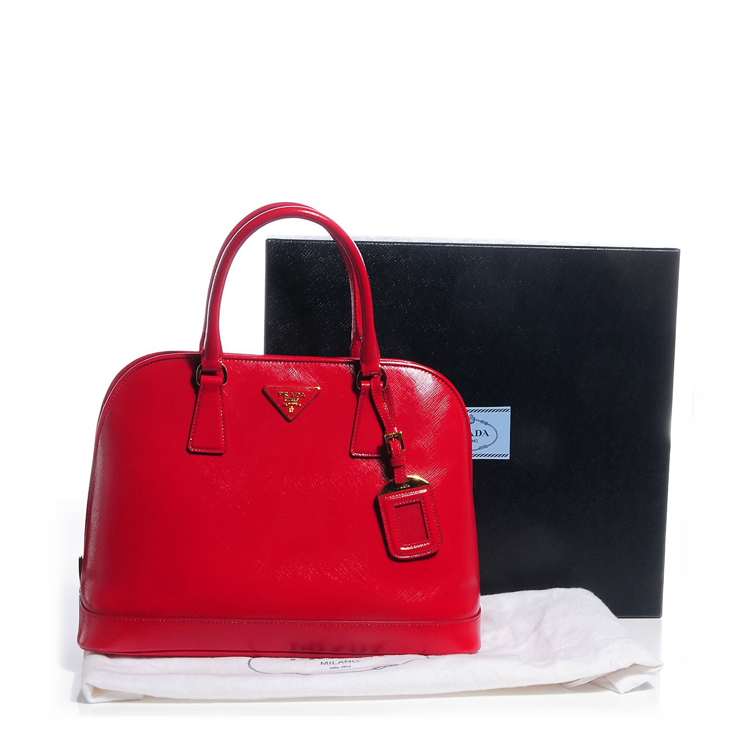 Prada Saffiano Vernice Tote Rosso 5 of 11