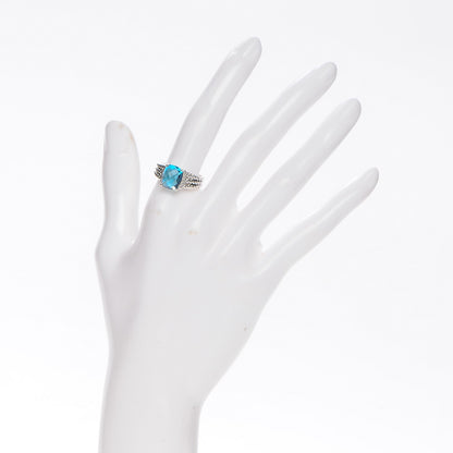 David Yurman Sterling Silver Diamond Blue Topaz 10mm Petite Wheaton Ring 56 7.5 2 of 5